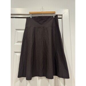 Eileen Fisher Womens Black L Nylon Wide Flare Stretch Skirt Pull On Elastic US